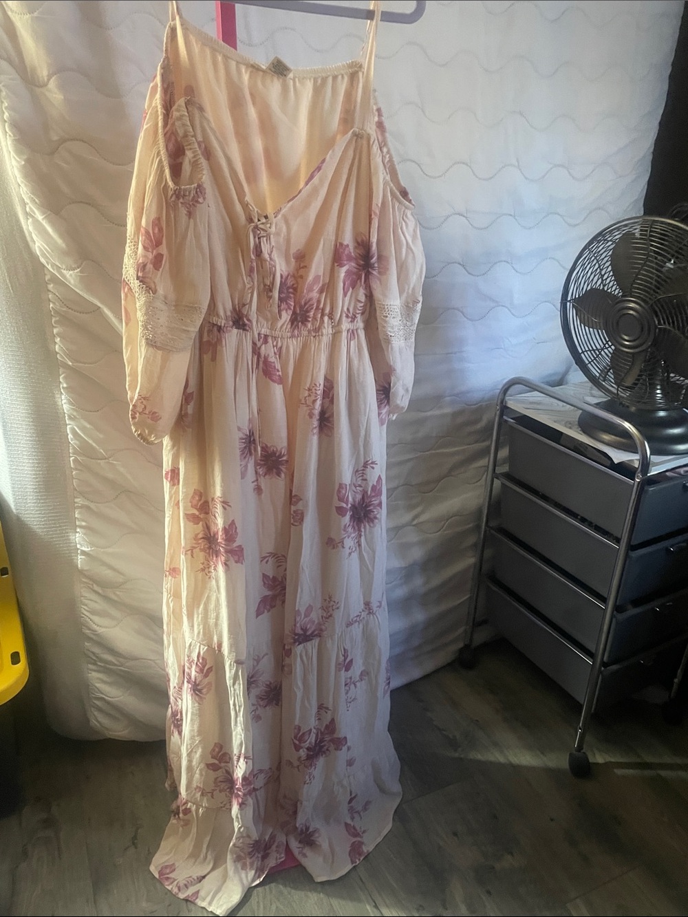 torrid Cream Maxi Dress with Pink Floral Print